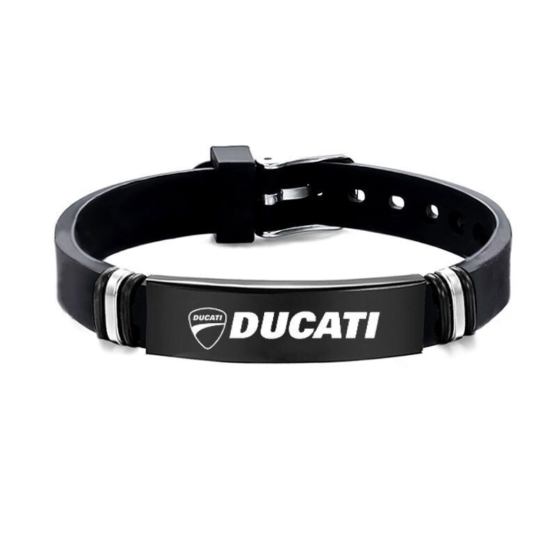  دست بند استیل با بند چرم دوکاتی Ducati 